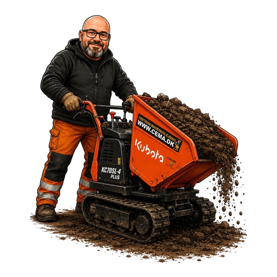 Lej motorbøre i Horsens – Kubota KC70SL-4 motoriseret trillebør på larvebånd til jord og grus